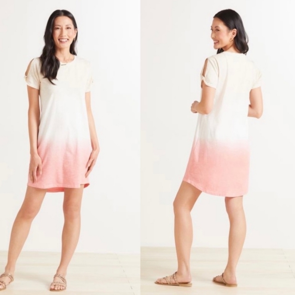 SANCTUARY So‎ Twisted Tee Summer Casual Tunic Mini Dress Coral Ombre Sz S